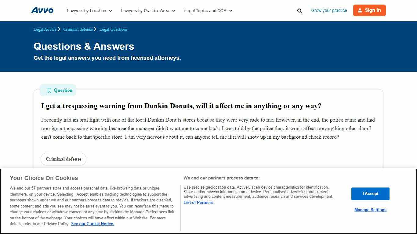 I get a trespassing warning from Dunkin Donuts, will it affect me in anything or any way? - Legal Answers