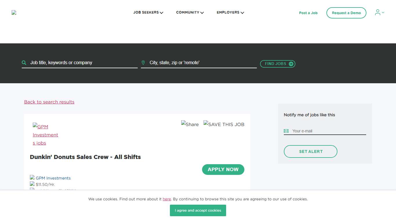 Dunkin' Donuts Sales Crew - All Shifts job in Jonesborough, Tennessee at GPM Investments Search Jobs Nearby or Remote Jobs