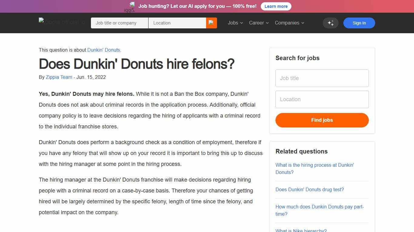 Does Dunkin' Donuts hire felons? - Zippia
