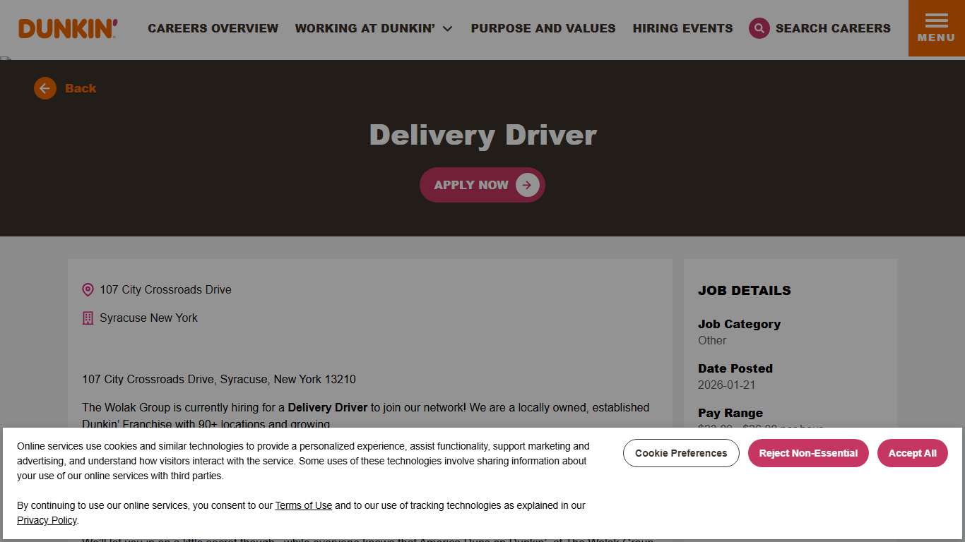 Careers at Dunkin' Delivery Driver